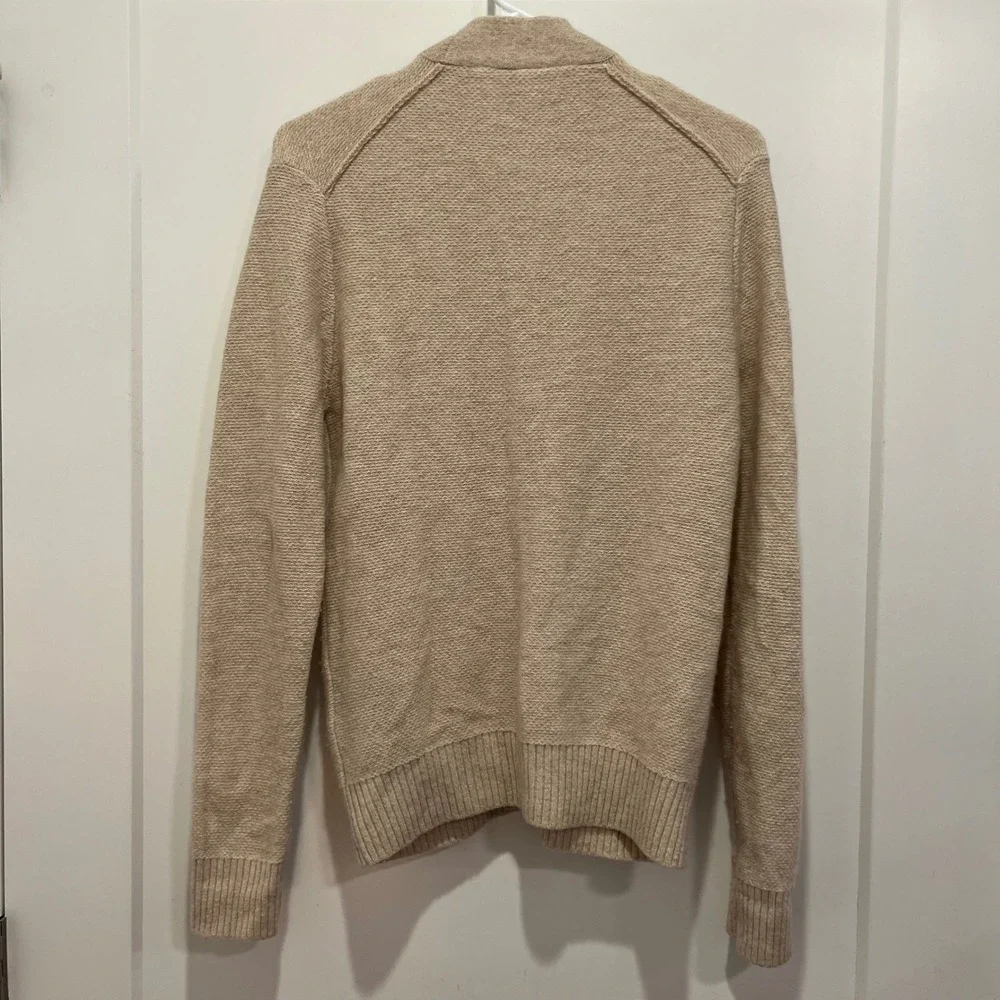 Uniqlo U Mens XS Beige Wool Blend Button Front Cardigan Sweater 405544